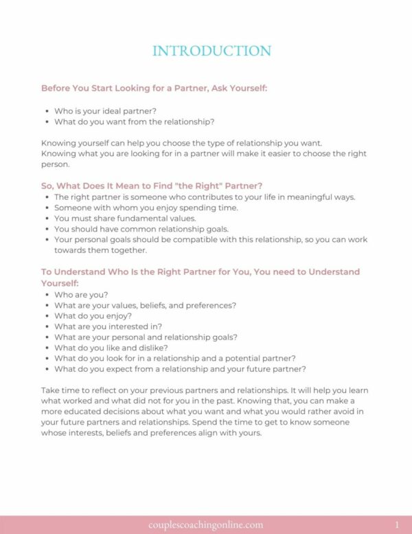 How to Find the Right Partner - Workbook-Intro